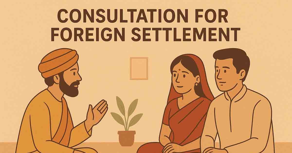Consultation for Foreign Settlement - advisor with globe and documents